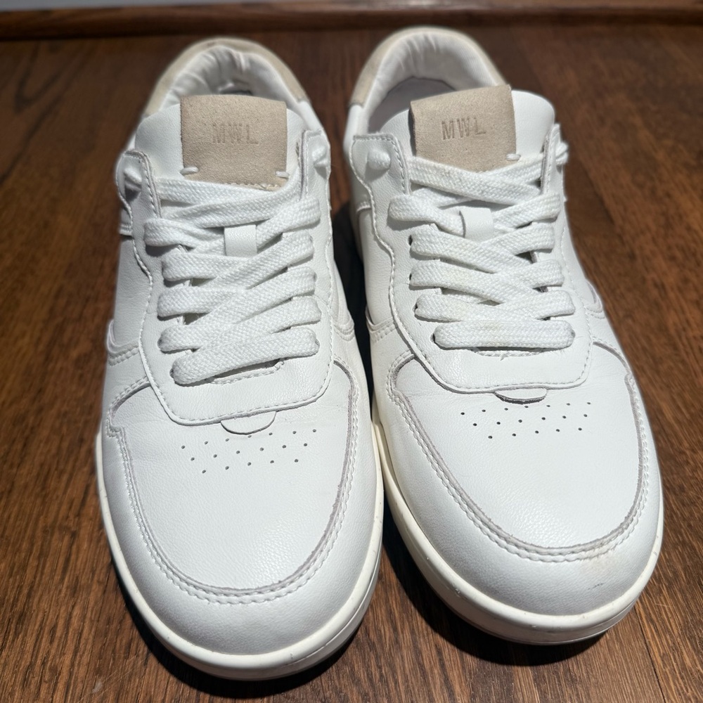 Madewell Court Sneakers in White Leather Ivory Multi Size W 8 M 6.5